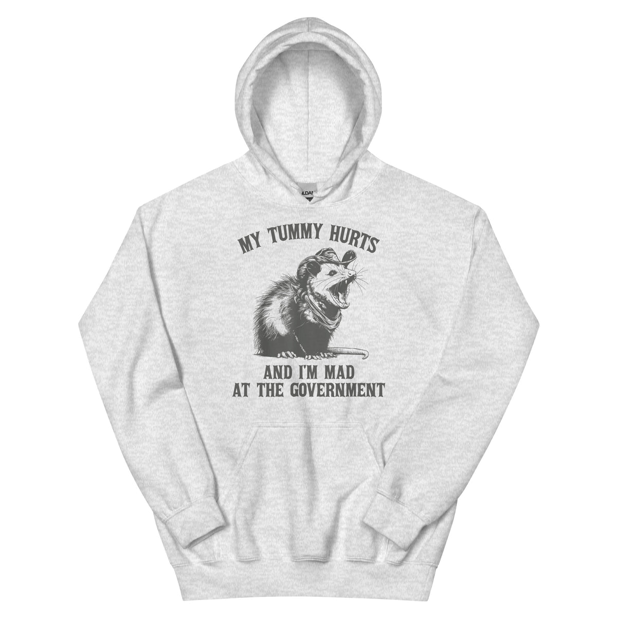 My Tummy Hurts and I'm Mad at the Government Unisex Hoodie - Ash | Trendy Oversized Hoodie